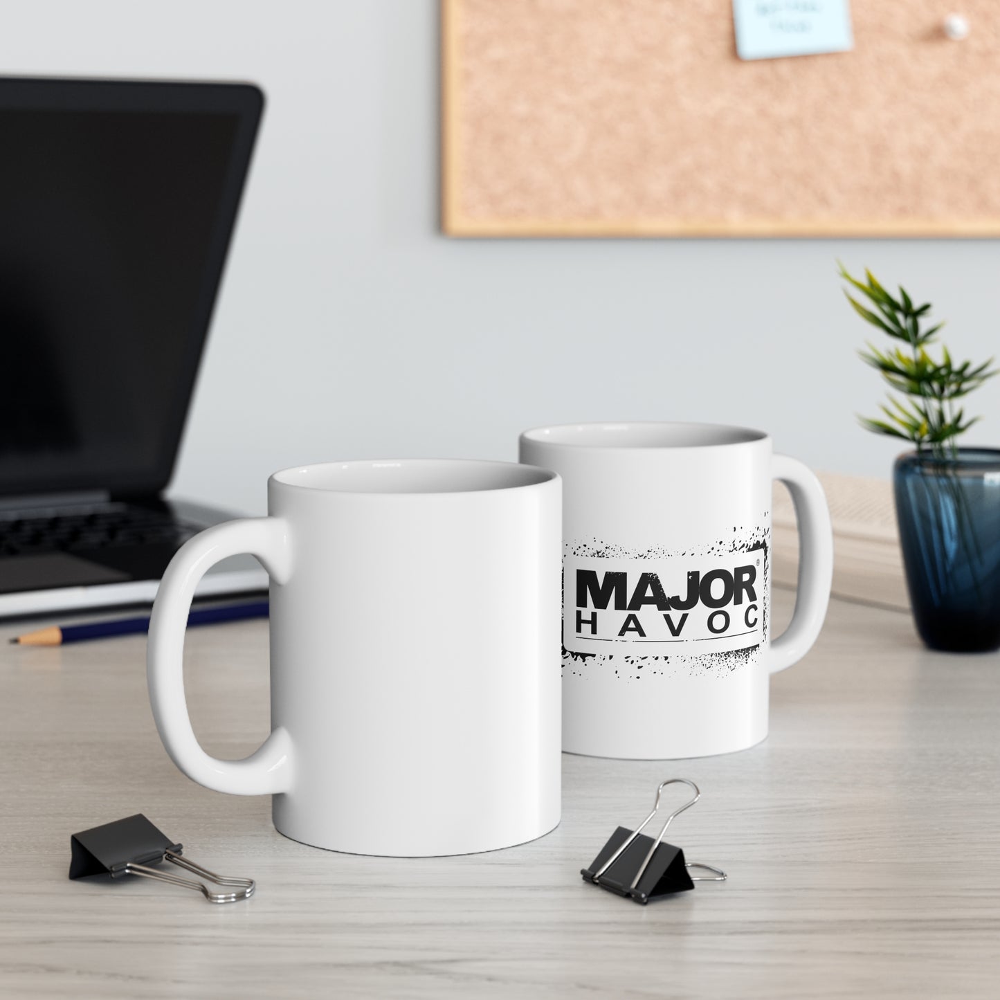 Major Havoc Ink Stencil Logo Ceramic Coffee Cup, 11oz