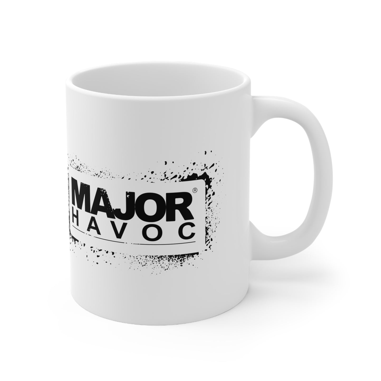 Major Havoc Ink Stencil Logo Ceramic Coffee Cup, 11oz