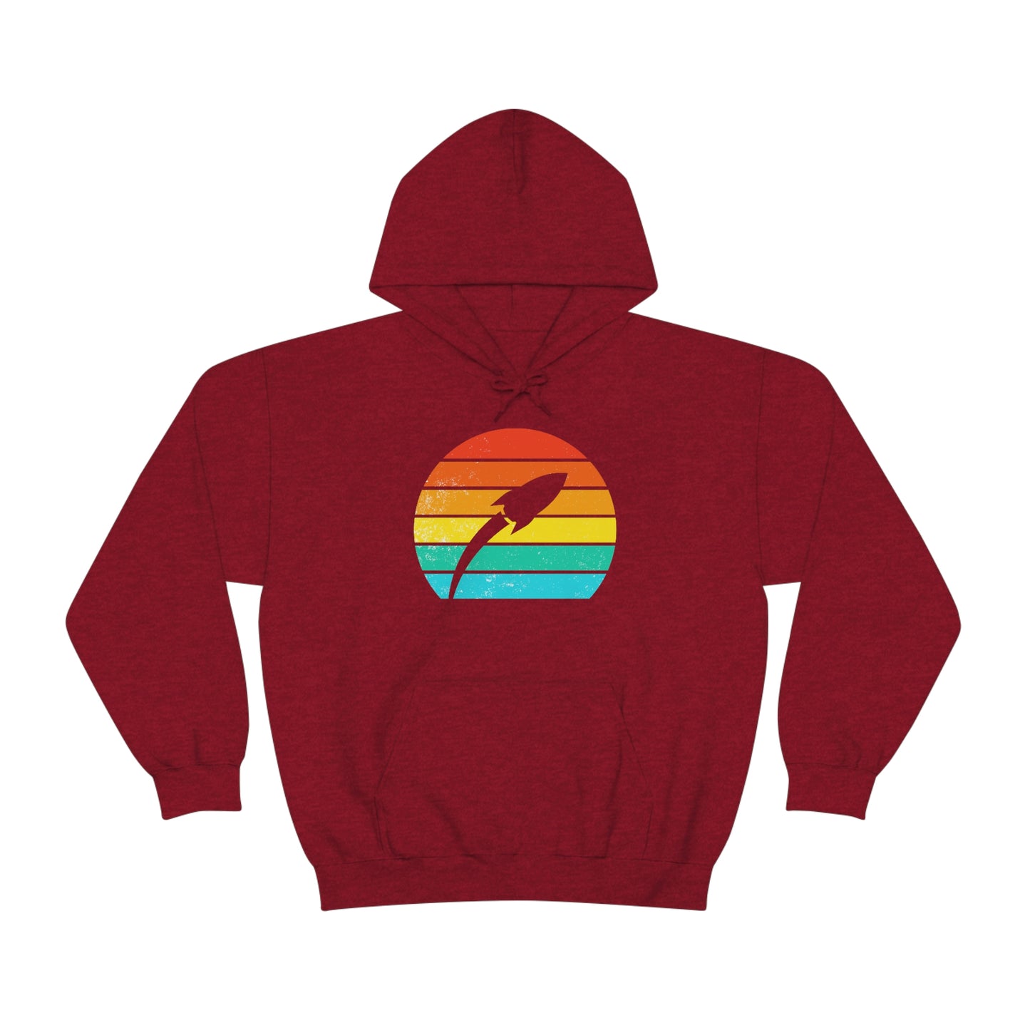 Vintage Stripes Sunset Rocket Launch Unisex Heavy Blend Hooded Sweatshirt