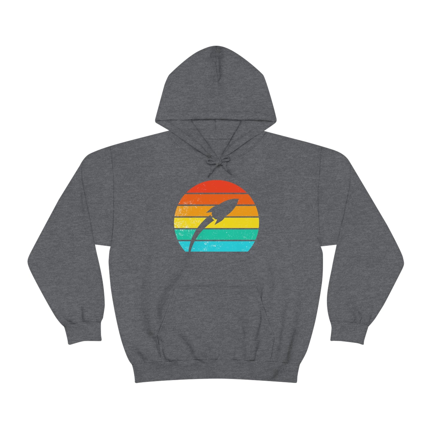 Vintage Stripes Sunset Rocket Launch Unisex Heavy Blend Hooded Sweatshirt